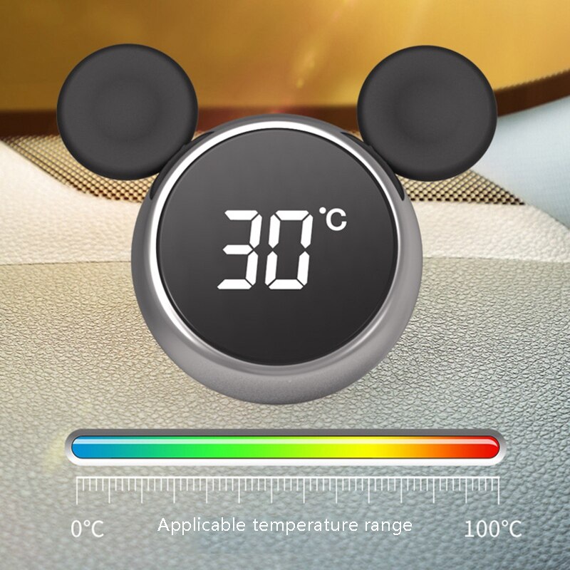 Draagbare digitale lcd-klok voor in de auto, temperatuurweergave, elektronische klok, thermometer, aromatherapie, auto-accessoires, zilver