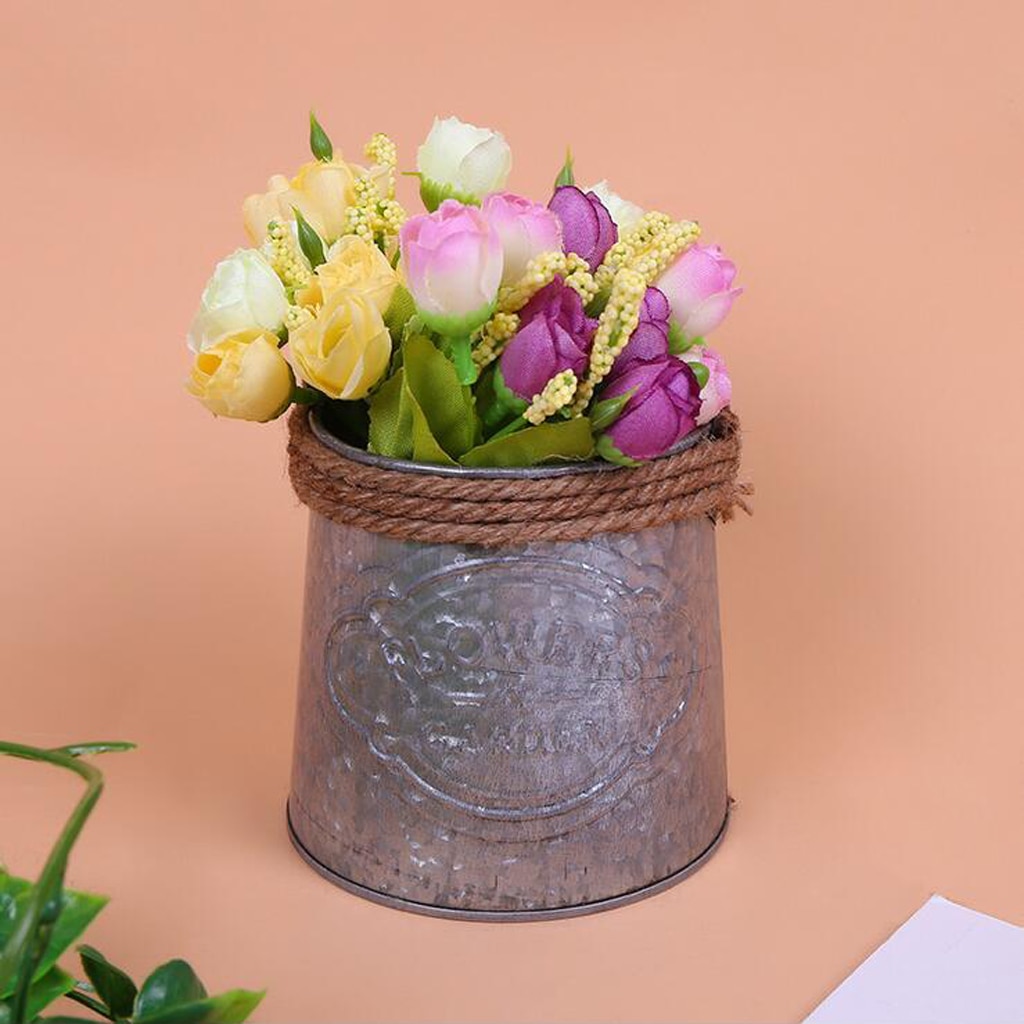 Metal Home Decor Bucket For Gardening Or Floral Arrangements