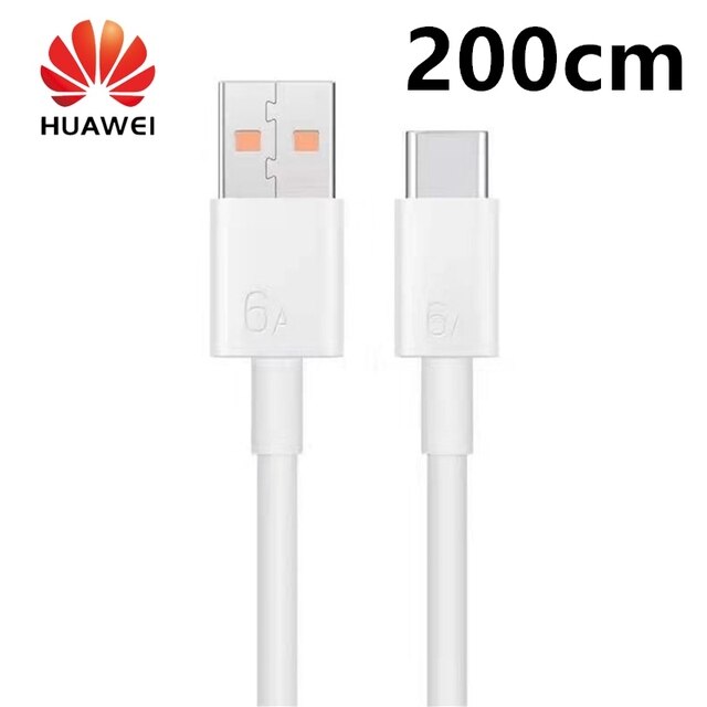 66W Huawei P50 Super Charger Pro P40 Pro EU/US Plug 1M/1.5M 6A Type C Cable for P30 Mate40 Pro Mate30 Original fast charger: 2M 6A Cable