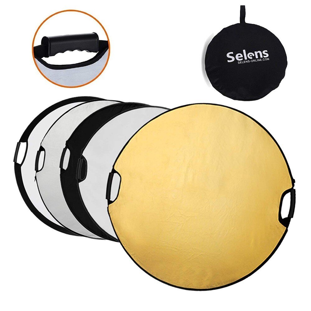 Selens-Reflector de Fotografía 5 en 1, 60/80/110cm, con bolsa de transporte, cámara redonda portátil, difusor de luz para estudio fotográfico