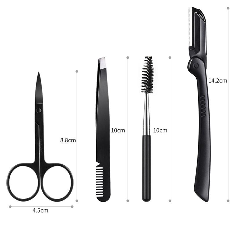 Ensemble de rasoir à sourcils en acier inoxydable, 9 pièces, avec pinces, peigne, outil de maquillage