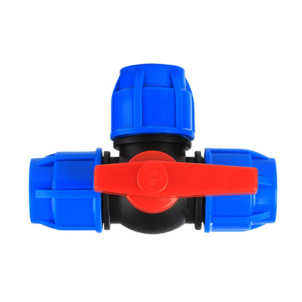 1/2" 3/4" 1" 2" 3/three Way Plastic Ball Valve T-type PE Fast Connection Pipe Quick Union 20/25/32/40/50/63mm