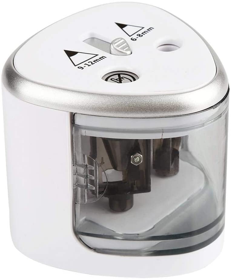 Tenwin Pencil Sharpener, Gray Double Hole Electric Pencil Sharpener for School Office and Classroom