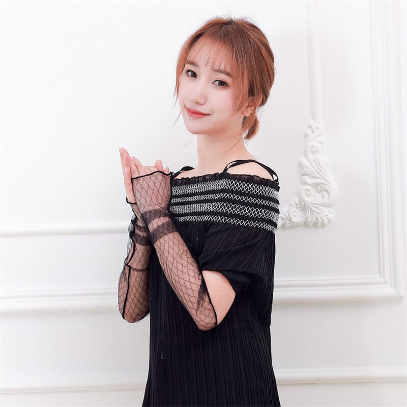 Kvinders sommer solbeskyttelses ærmer mesh blonder uv tynde langærmet cykel åndbar cykelhandsker kørsel armopvarmere ærmer