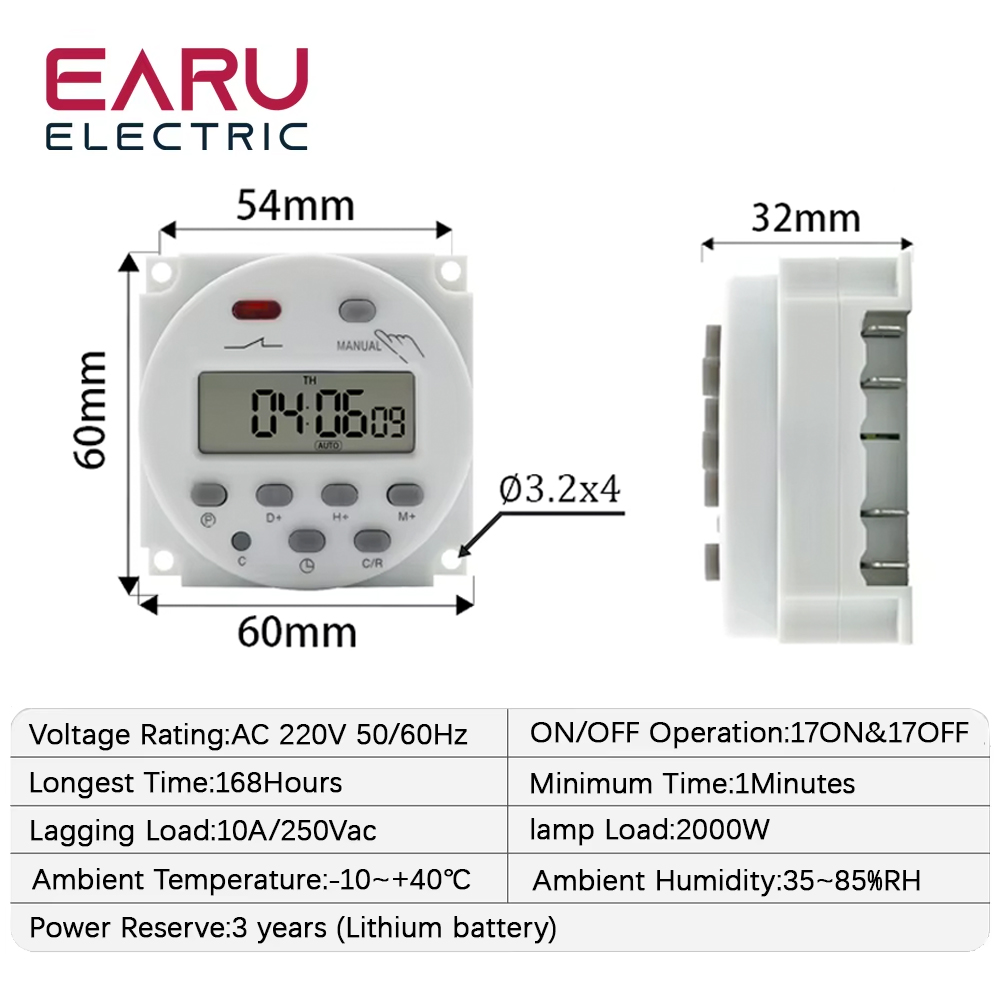 Timer 220V 110V 24V 12V CN101A Digital LCD Power Timer Programmierbare Zeitschaltuhr Relais 16A CN101
