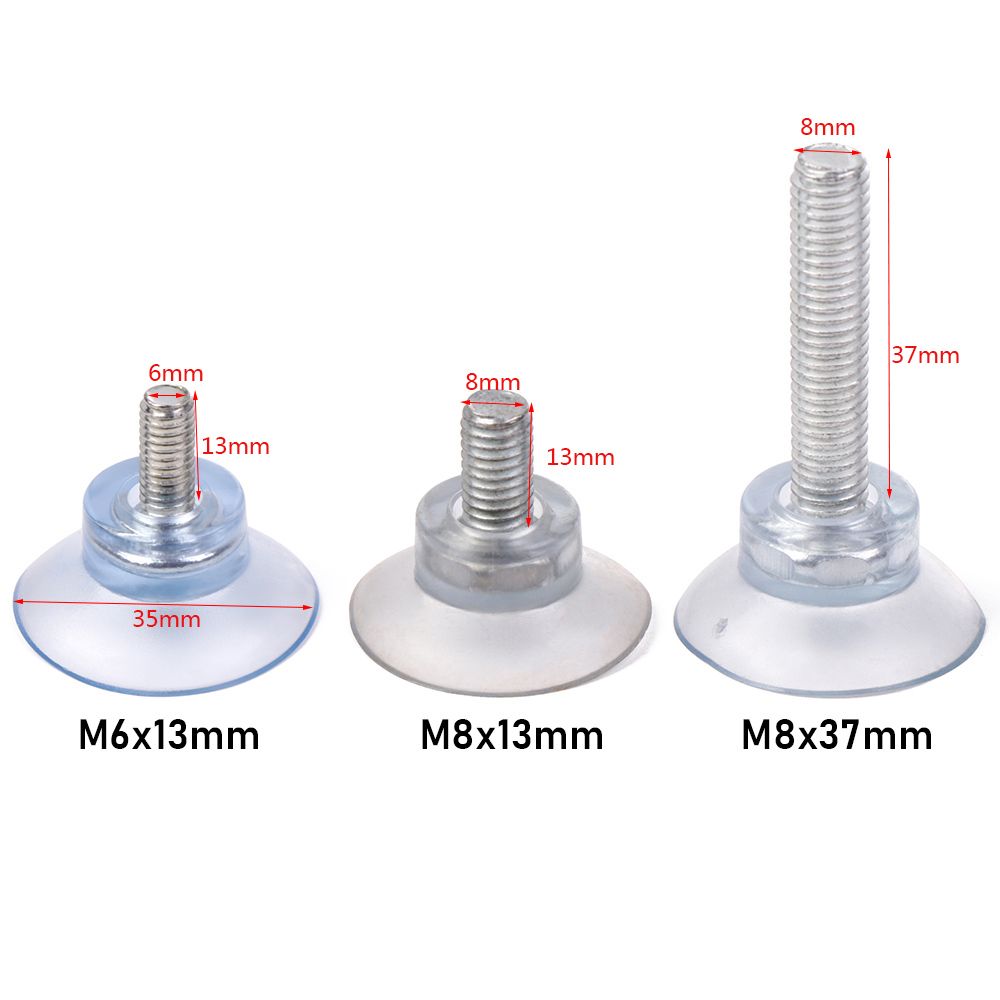 Ventosa de goma de tornillo transparente, tuerca de giro, tapas de mesa de vidrio, ganchos de herramientas de almacenamiento, M6/M8, 10 unidades
