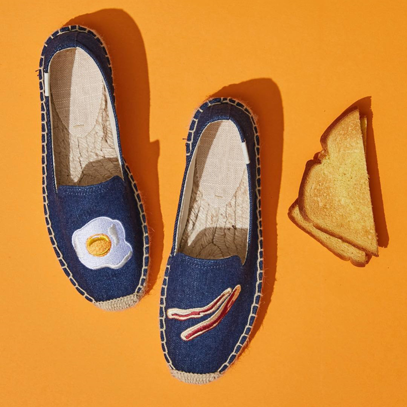 Alpargatas con fondo grueso y huevos de tocino para mujer , Primavera Verano, playa, tela bordada, alpargatas, zapatos planos con plataforma para mujer