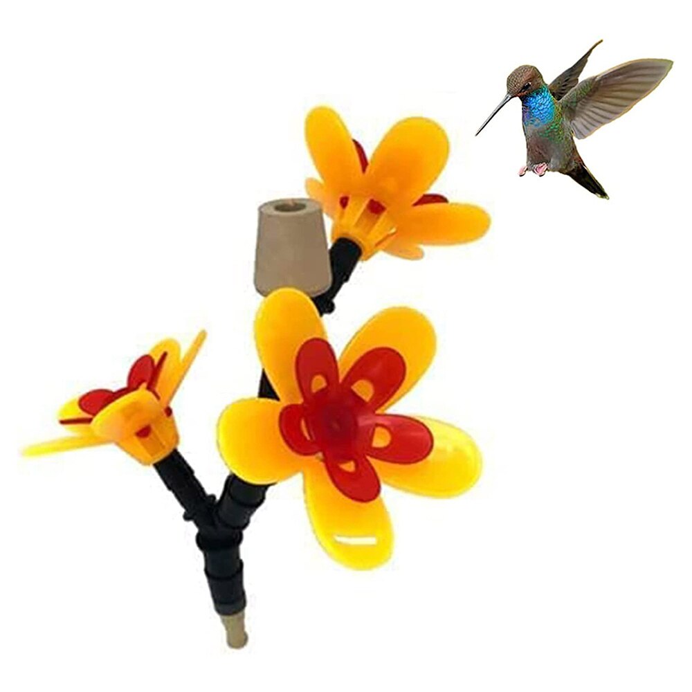 Flower Hummingbird Feeder Kit DIY Recycling Bottle Hanging Feeder for Outdoor Recycled Wine Bottle Accessories PR: Yellow triple flower