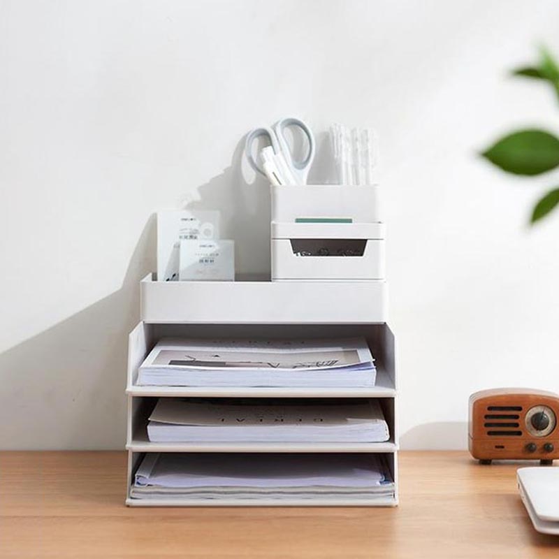 Multifunction Desktop File Rack A4 Document Trays Magazine Pen Holder Stationery Storage Box Desk Organizer Office Accessories