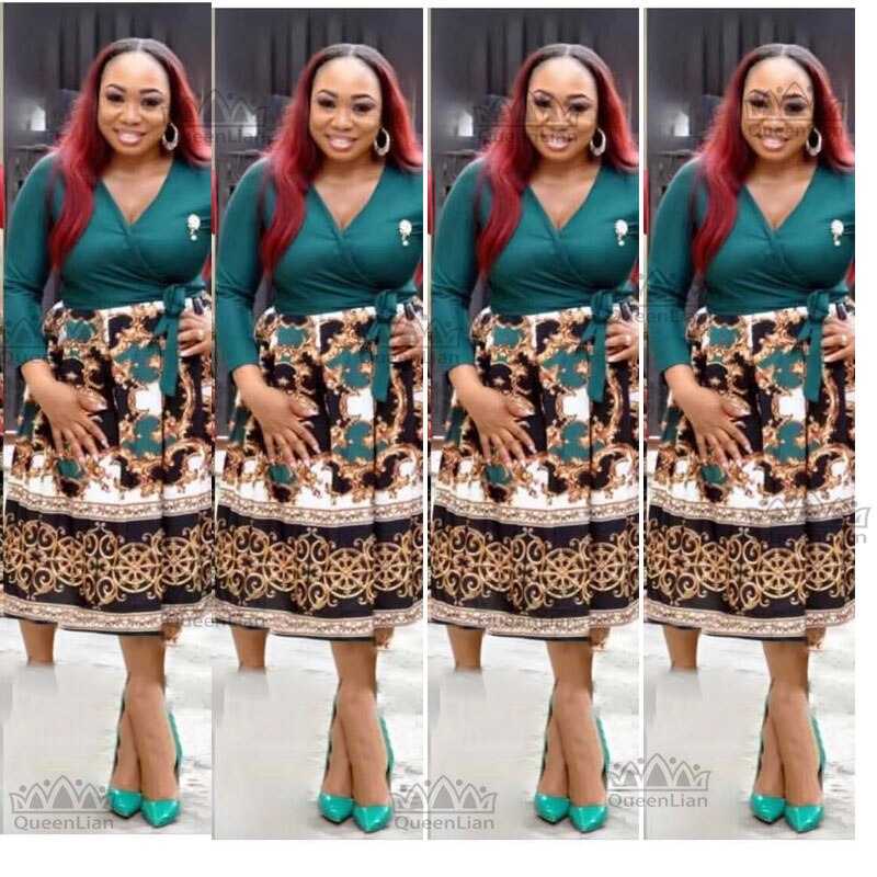 Dashiki Afrikaanse Jurken Voor Vrouwen Traditionele Print Kleding Lange Mouwen Voor Vrouwen (ZC06 #)