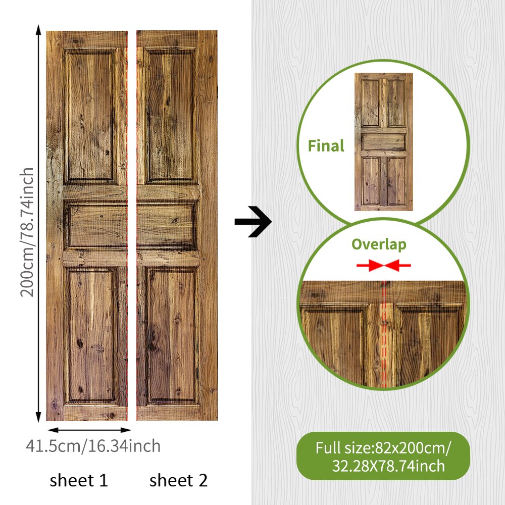 3D grano de madera repujado PVC antigua puerta de madera pegatina adhesivo decoración del hogar papel pintado impermeable a prueba de rasgaduras póster de pared mural calcomanías