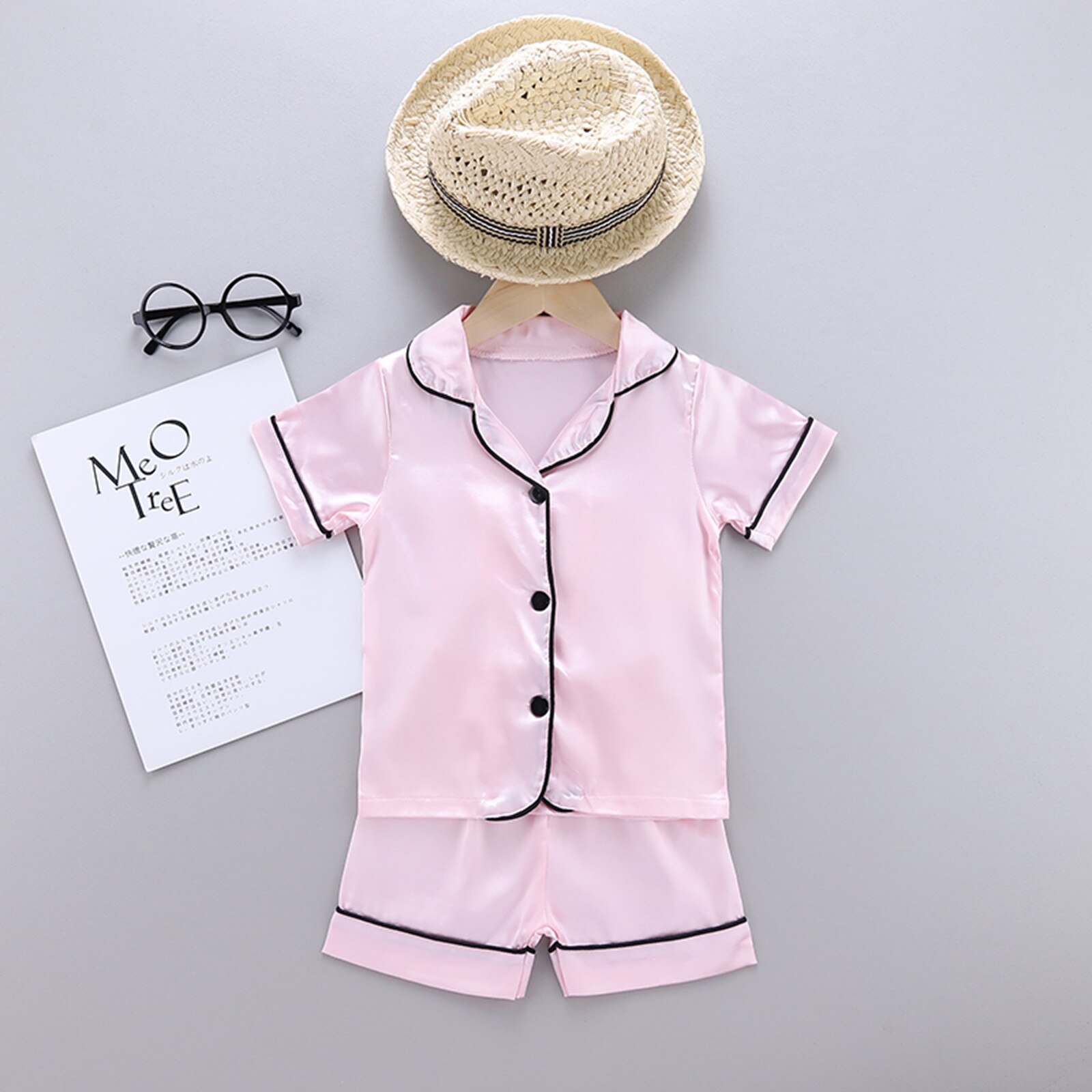 1-6t Summer Pajama Sets For Toddler Kids Baby Boys Girl Solid Pajamas Sleepwear T Shirt Shorts Clothes Set Baby Boy Clothes: Pink / 5Y