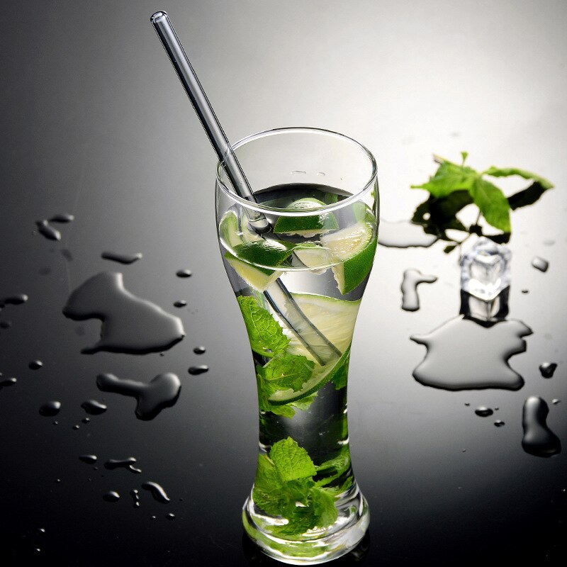 1pc Straight Simple Wedding Pure Color Pyrex Glass Drinking Straw Flat Birthday Reusable Party 20cm 9 Color