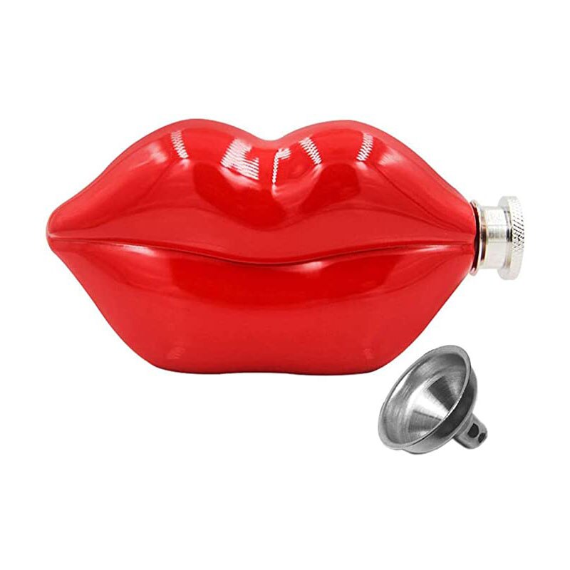 Hip Flask Red Lips Shape 5oz Food Grade Stainless Steel Alcohol Whiskey Bottle Drinkware Bridesmaid Flasks: Flask with Funnel