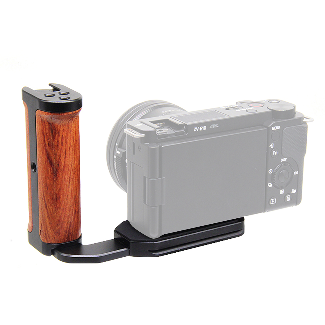 Quick Release L Plate Holder Wooden Handle Protective Hand Grip Camera Bracket ZVE10 Camera Cage Rig For Sony ZV-E10 DLSR Camera