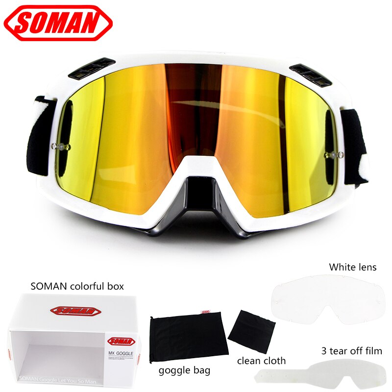Soman SM15 Motorfiets Bril Oculos Motocross Mx Goggles Met Tear Off Films Bike Gafas Crossmotor Helm Goggle Gozluk