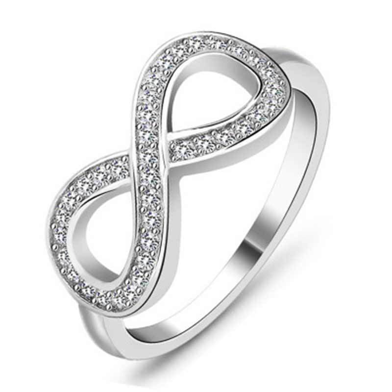 Huitan Infinity Knot Ring Romantic Jewelry Lucky Ring With Cubic Zircon Micro Pave Silver Plated With Size 6-10: 7