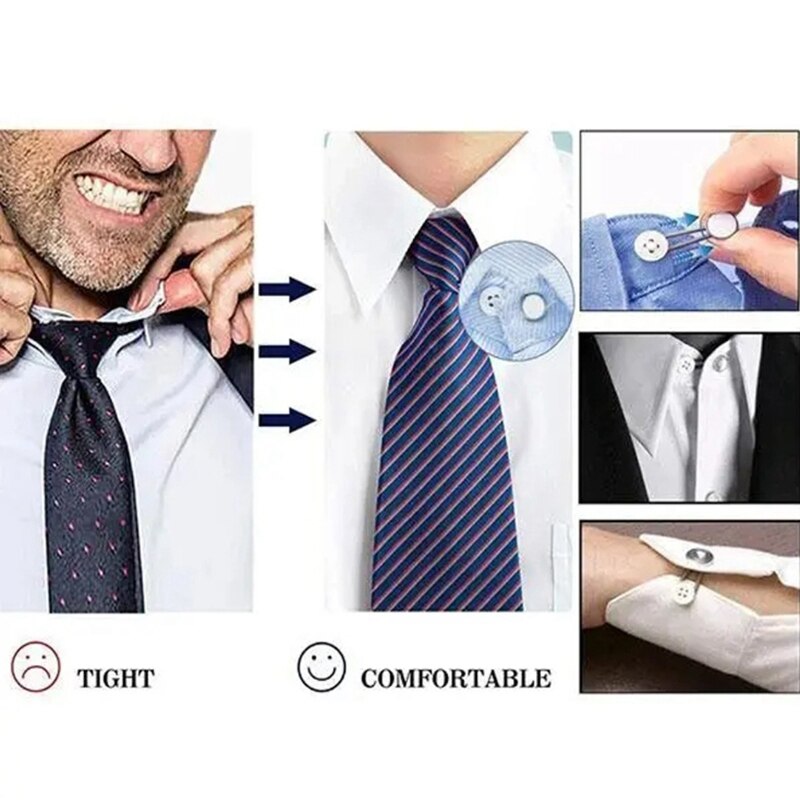 Extension de col/extension de cou/bouton magique 1/2 taille chemise formelle pour hommes, 5 + 1 paquet, 3/8 pouces