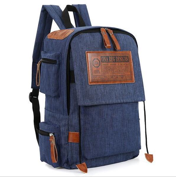 yesetn bag 101916 mens canvas backpack school student bag: blue