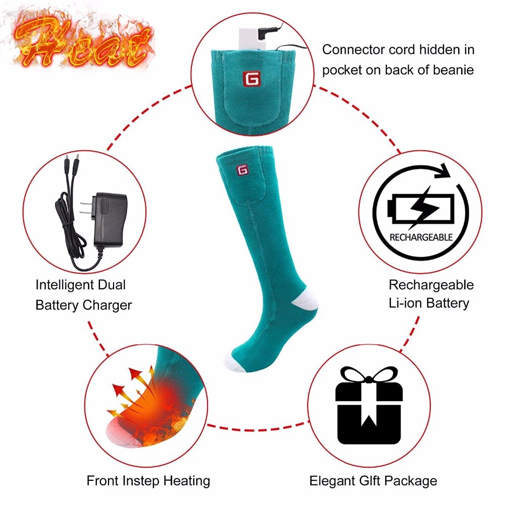 Opvarmede sokker mænd kvinder genopladelige elektriske batteridrevne varmestrømper kit, sport vinter varme termiske sokker udendørs klatring