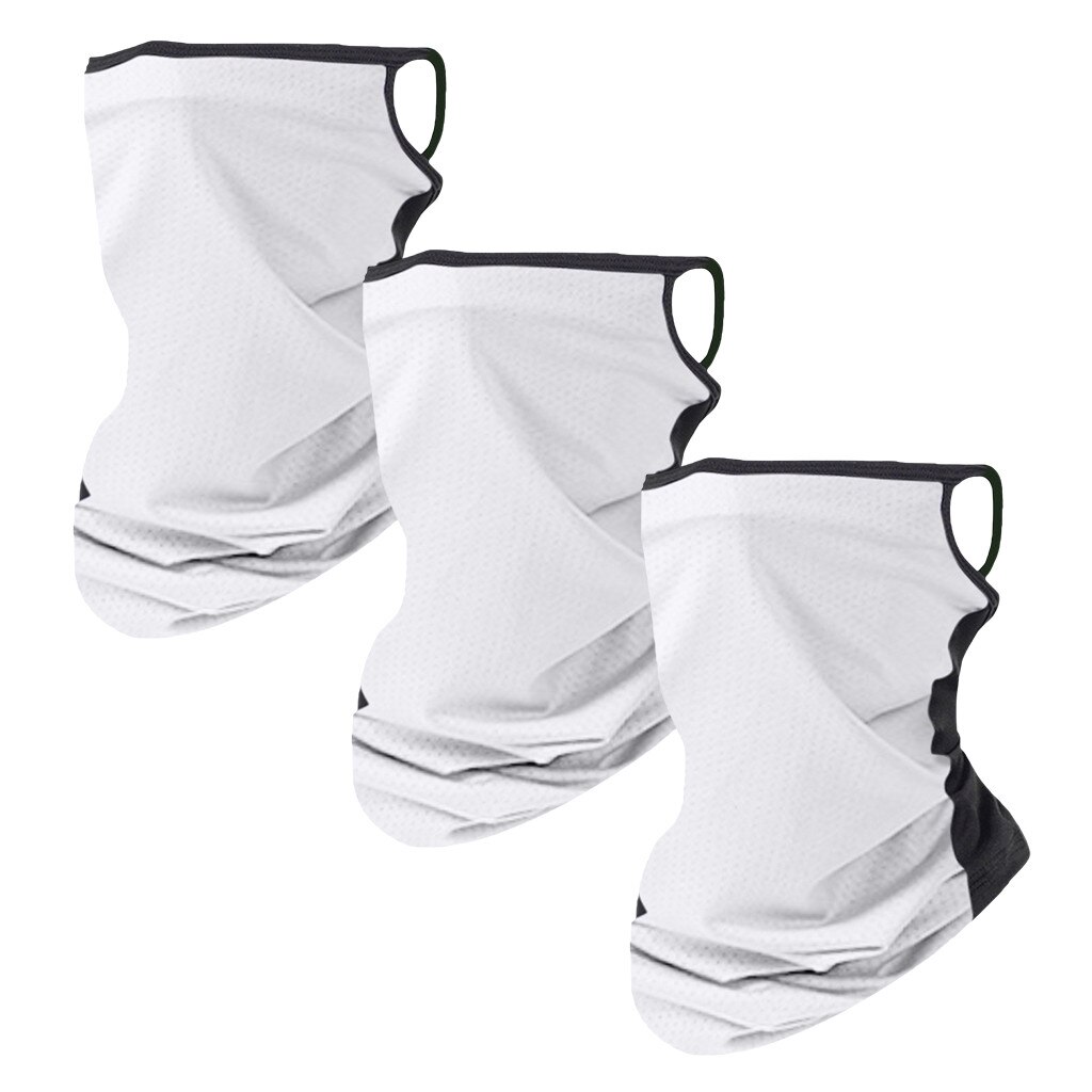 3 stk unisex rave bandana hals gamasje rør hodeplagg utendørs fotturer sykling bandana pustende anti støv ansikt skjerf kvinner menn: Hvit