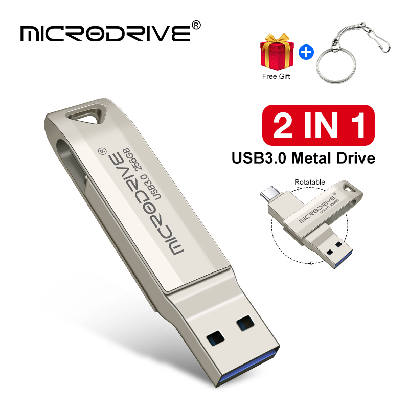 2 in 1 OTG USB-C Flash Pen Drive Metal Memory Stick Usb 3.0 flash Disk 64GB 128GB 256G USB3.0 Dual C Pendrive