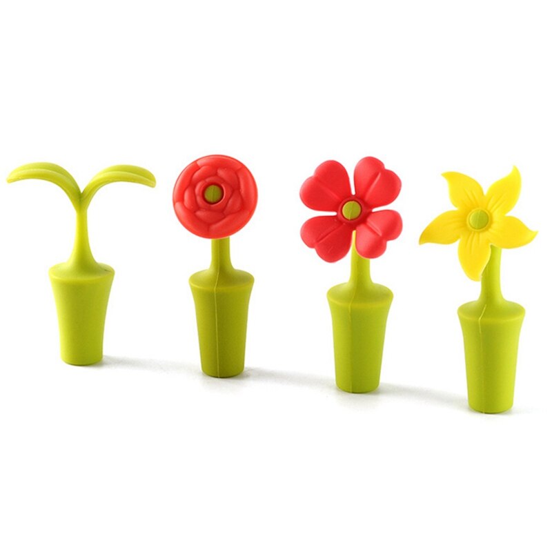 1Pc Silicone Flower Shaped Wine Stoppers Leak Wine Beer Bottle Cork Stopper Plug Wine Bottle Sealer Cap Barware Bar Kitchen Tool