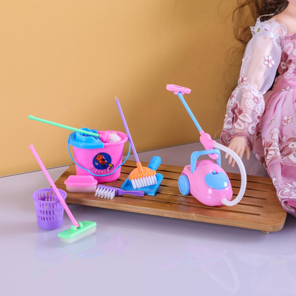 9 pièces/ensemble semblant jouer balai aspirateur Kit de nettoyage jouet maison de poupée accessoire