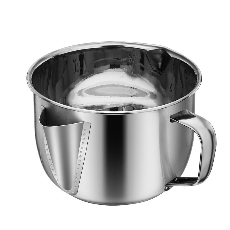 1Pc Vet Filter Cup Roestvrijstalen Olie Filter Cup Vet Soep Separator Verwarmbare Dubbele Uitloop Pot Met Handvat keuken Gereedschap: 01