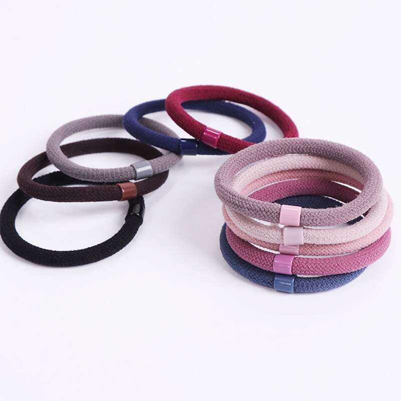 Juego de 6 unids/set de gomas elásticas para el pelo para niña y mujer, coleteros de nailon de Color sólido, accesorios para el cabello, adornos