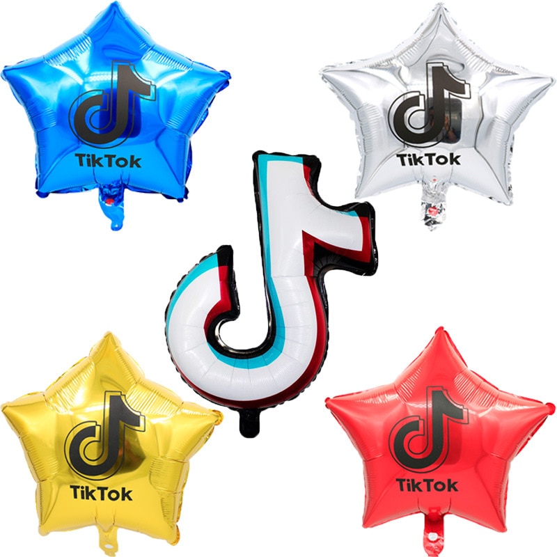 Popular Style 18-Inch TikTok Douyin Symbol Online Red Party Decoration Large Shaped Douyin Symbol Aluminum Balloon