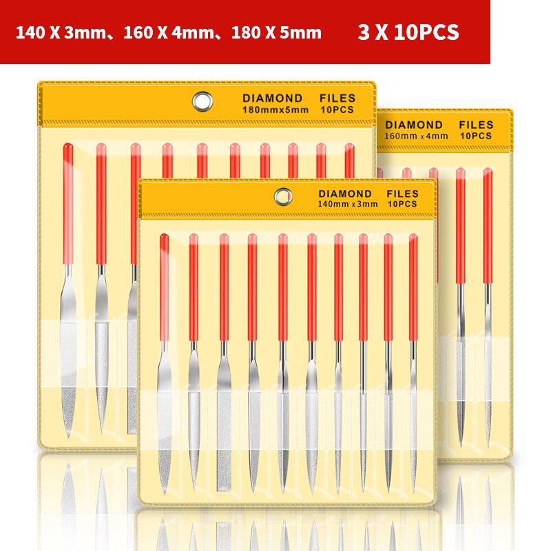Manual 10 stk diamantfil til let stenmateriale metalslibning multifunktion: 3 stk