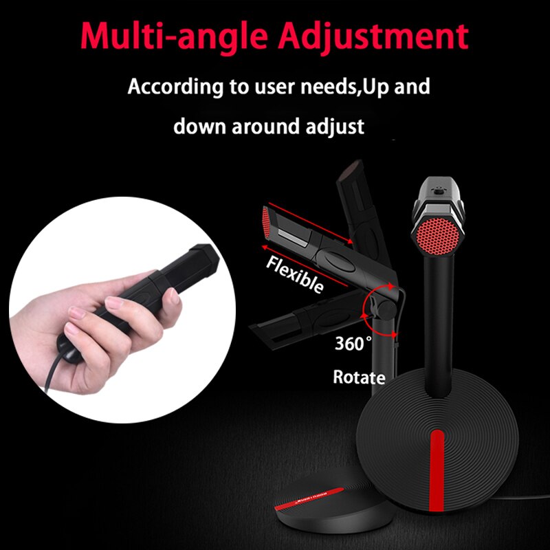 Popupine Wired Condenser Studio Microphone USB 3.5mm Microphone, Flexible Microphone For Computer Laptop Gaming