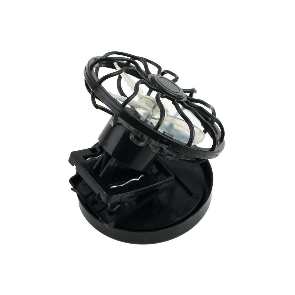 Energiesparender clip-ventilator mit solarzellenfunktion, tragbar, schwarz, ideal für den sommer, z. b. auf reisen, angeln oder klettern.