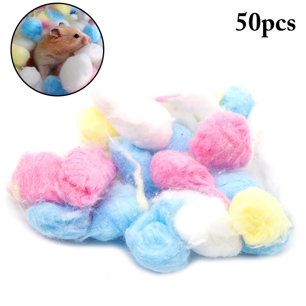50PCS/100PCS Hamster Cotton Balls Winter Warm Hamster Nesting Material Colorful Cute Mini Balls Small Pet Cage Accessories: 50PCS Multicolor