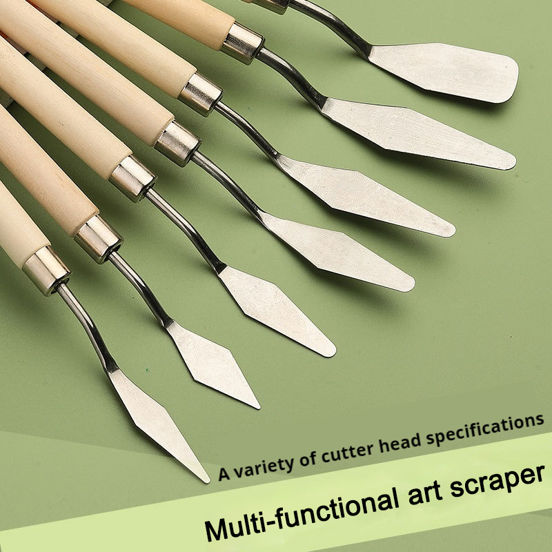 7 unids/set de cuchillos de pintura al óleo de acero inoxidable, espátula para manualidades de artistas, cuchillo de paleta, cuchillo para mezclar, herramientas de arte raspador