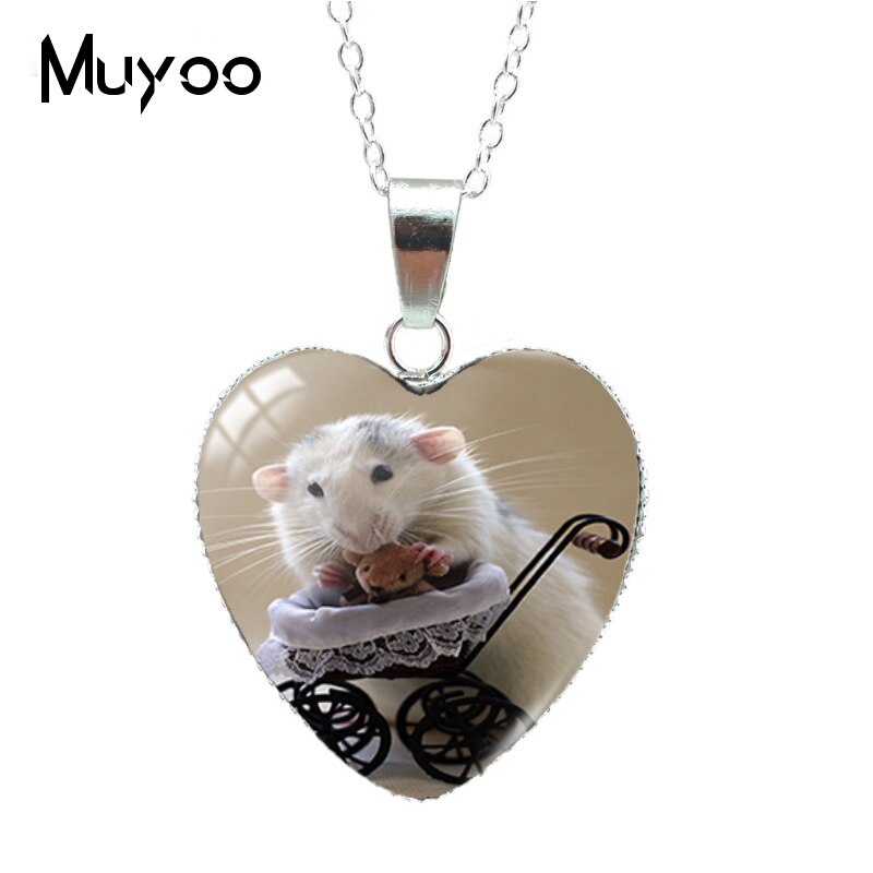 Cute Pets Animal Mouse Funny Hamster in the Bag Heart Pendant Necklace Jewelry for Kids HZ3: 5