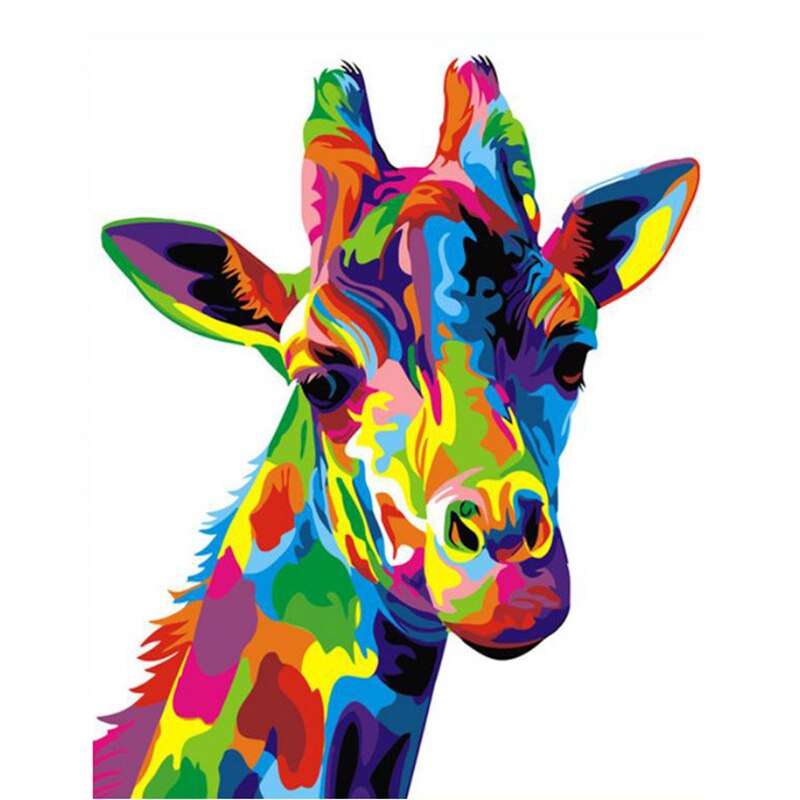 Maling efter tal til voksen diy maling efter antal sæt til børn begynder på lærred fku 66: Farve giraf