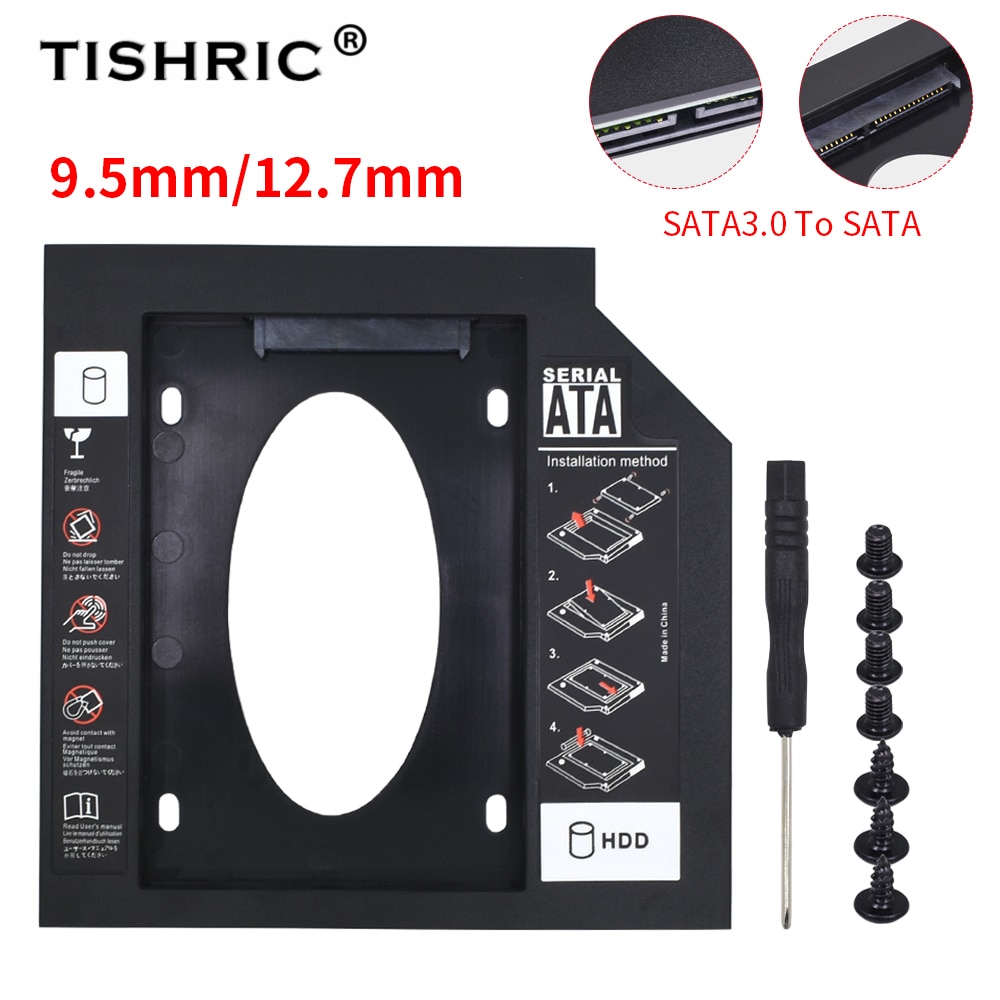 TISHRIC Plastic Hdd Caddy SSD Case Hdd Enclosure SATA 2.5 Hard Drives Hard Disk Enclosure For Laptop CD-ROM DVD-ROM Optical Bay