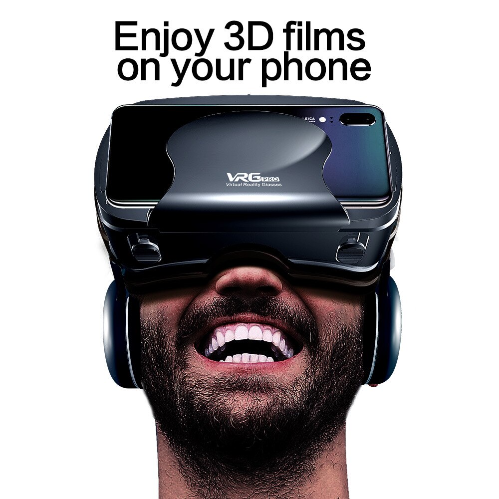 Vrgpro óculos de realidade virtual 3d blu ray óculos com fones de ouvido capacete especial para o telefone móvel