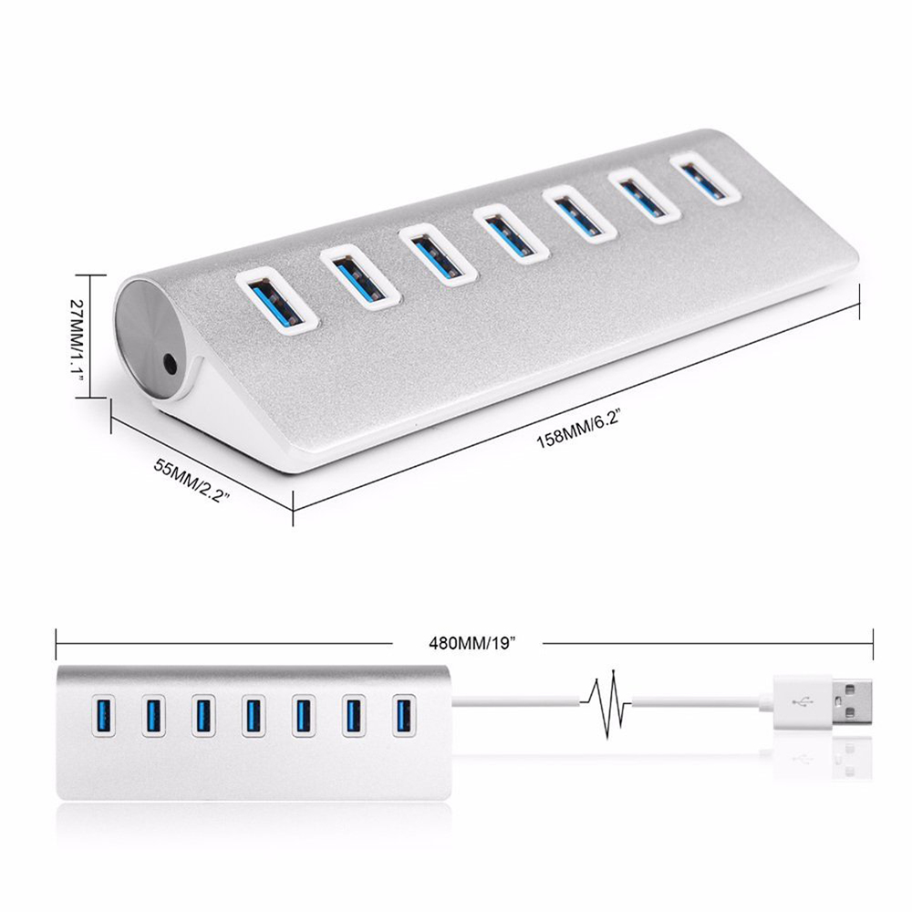 4/7 portar aluminium multi usb 3.0 usb 2.0 hub höghastighets usb splitter kortläsare 5 gbps för pc laptop mac imac macbook pro