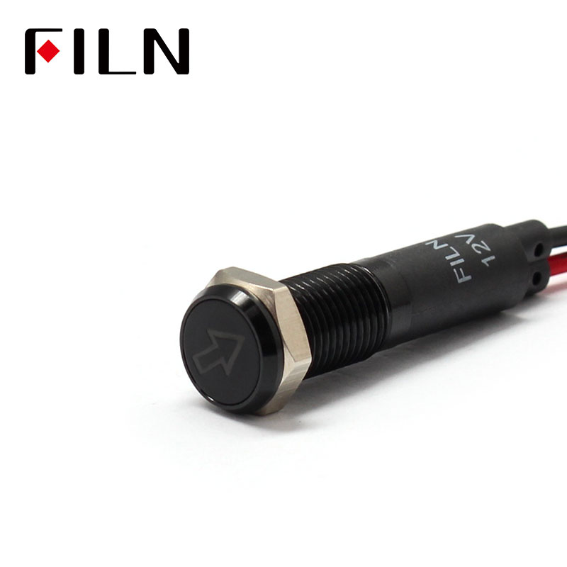 FILN 8mm Auto Armaturenbrett Blinker kennzeichnung Symbol LED verrotten gelb weiß blau grün 12 v LED anzeige licht mit 20 cm kabel
