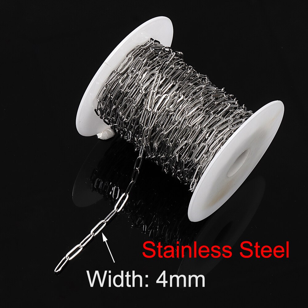No Faded 1meter Chains Star Link Copper Chains DIY Jewelry Findings for Women Necklace Bracelet Making Supplies: 08 - Steel 4mm