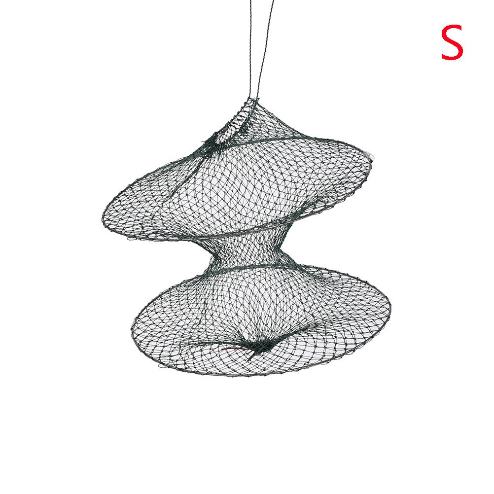 Cast Fish Net Fishing Landing Tackle Accessory Tool Folding Round Metal Frame Nylon Mesh Crab Crawdad Shrimp Minnow Bait Trap