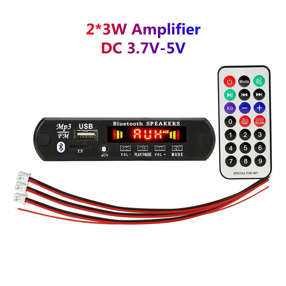 Dc 5-12V Bluetooth Module Mp3 Draadloze Radio Fm Usb Mp3 Versterker Auto Fm Radio Module Ondersteuning Tf usb Aux Handsfree Call Record: 5V