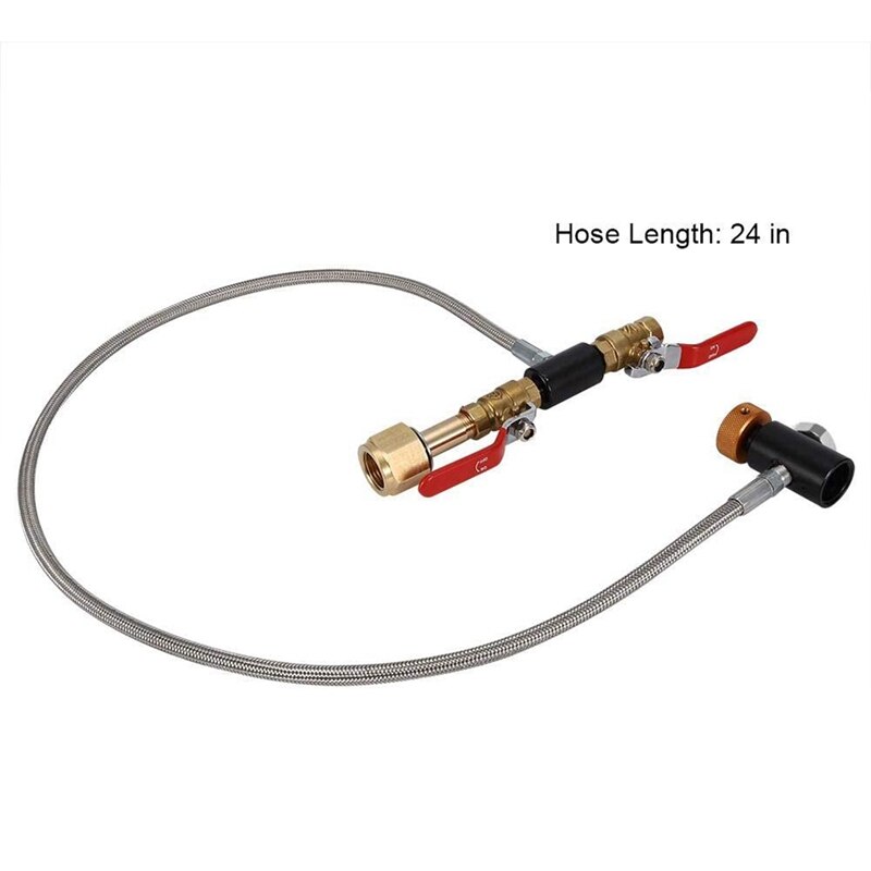 G1/2 CO2 Cylinder Refill Adapter, Stainless Steel Bottle Connector Kit Tank Soda Maker Accessories(24 Inch with Gauge)