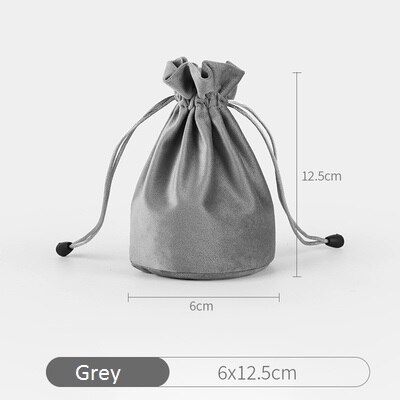 20pcs/lot 6x12.5cm Black/Purple/Brown/Grey/Green Round Bottom Sweet Candy Pouch Silk Velvet Drawstring Bags Wedding Favors: 6x12.5cm Grey