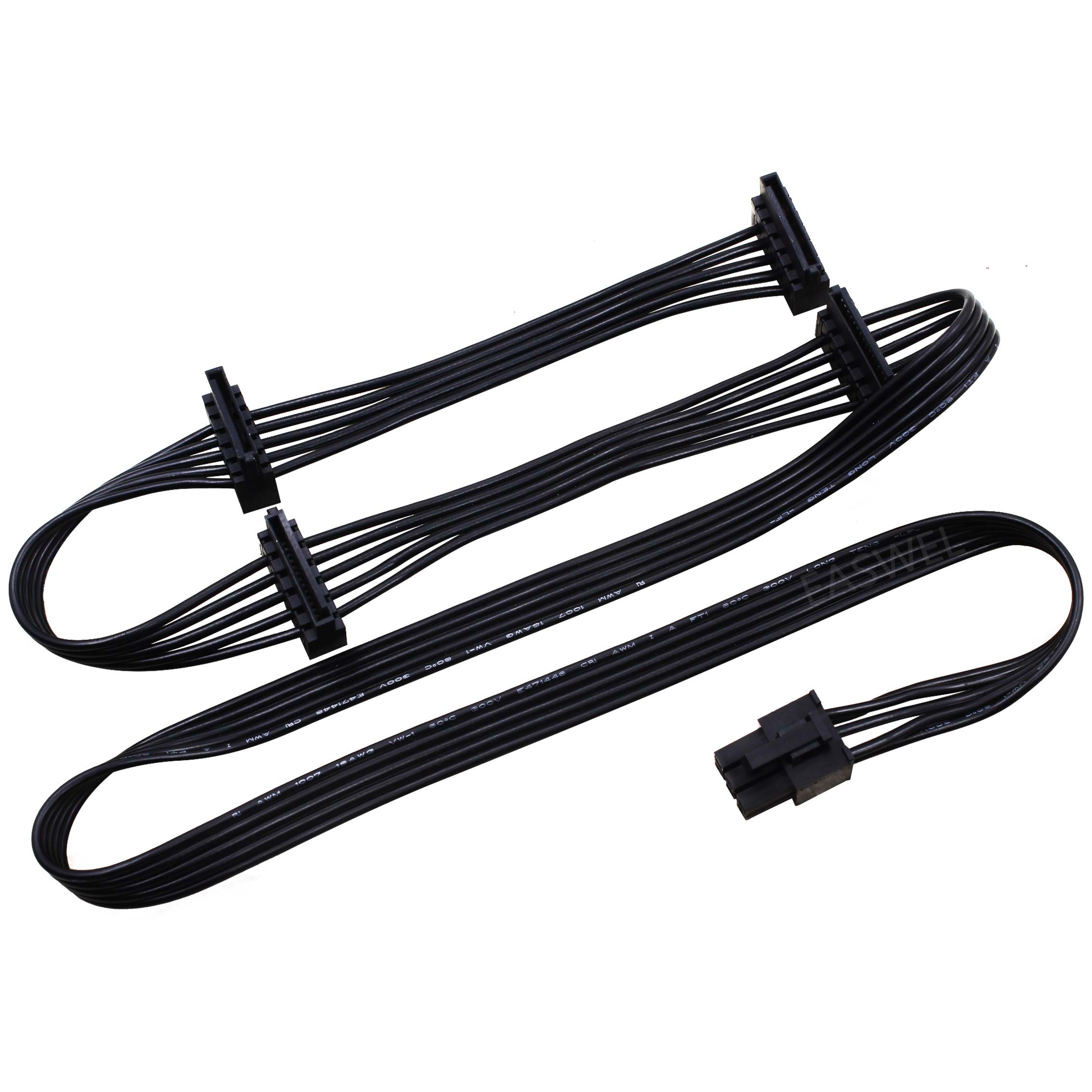 PCIe 6-pins (m) - SATA 15-pins (m) voedingsadapter - 0,15 meter