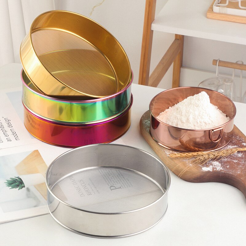 1/2Pcs Cuisine Rond Fine Maille Tamis Filtre À Farine Domestique Tamis à Farine En Acier Inoxydable Filtre à Thé De Cuisson Poudre De Cacao Tamis