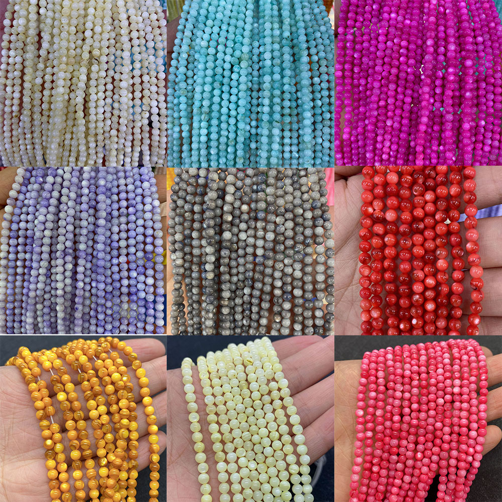 4mm gekleurde schelp kralen ronde losse kralen natuurlijke parelmoer schelp gespreide kralen sieraden maken DIY armband accessoires
